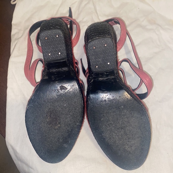 Balenciaga Size 8 Pink, Red, and Black Platform Wedge Heels - Picture 3 of 5